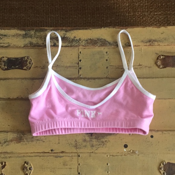 VS PINK VICTORIAS SECRET BRAND  STRETCH SPORTS BRA TOP ATHLEISURE LOUNGE TOP XS - Picture 3 of 8